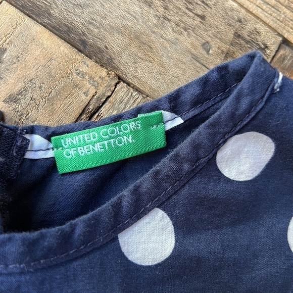 Benetton Girls Navy Polka Dot Dress - Picture 4 of 10